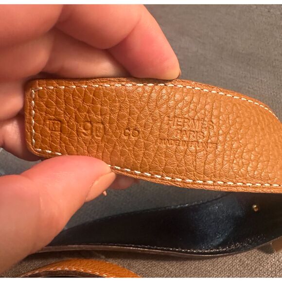 HERMES Reversible Leather 32 mm H Belt Brown Black - Picture 7 of 7